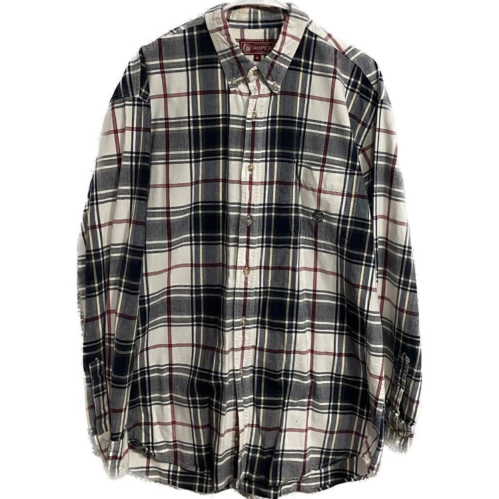 Roper Mens Western Shirt Extra Large (XL) Plaid Long Sleeve